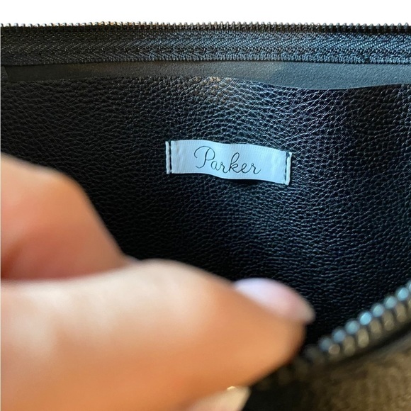 Parker Black Faux Pebbled Leather Zipper Fringe Pouch - Picture 3 of 8